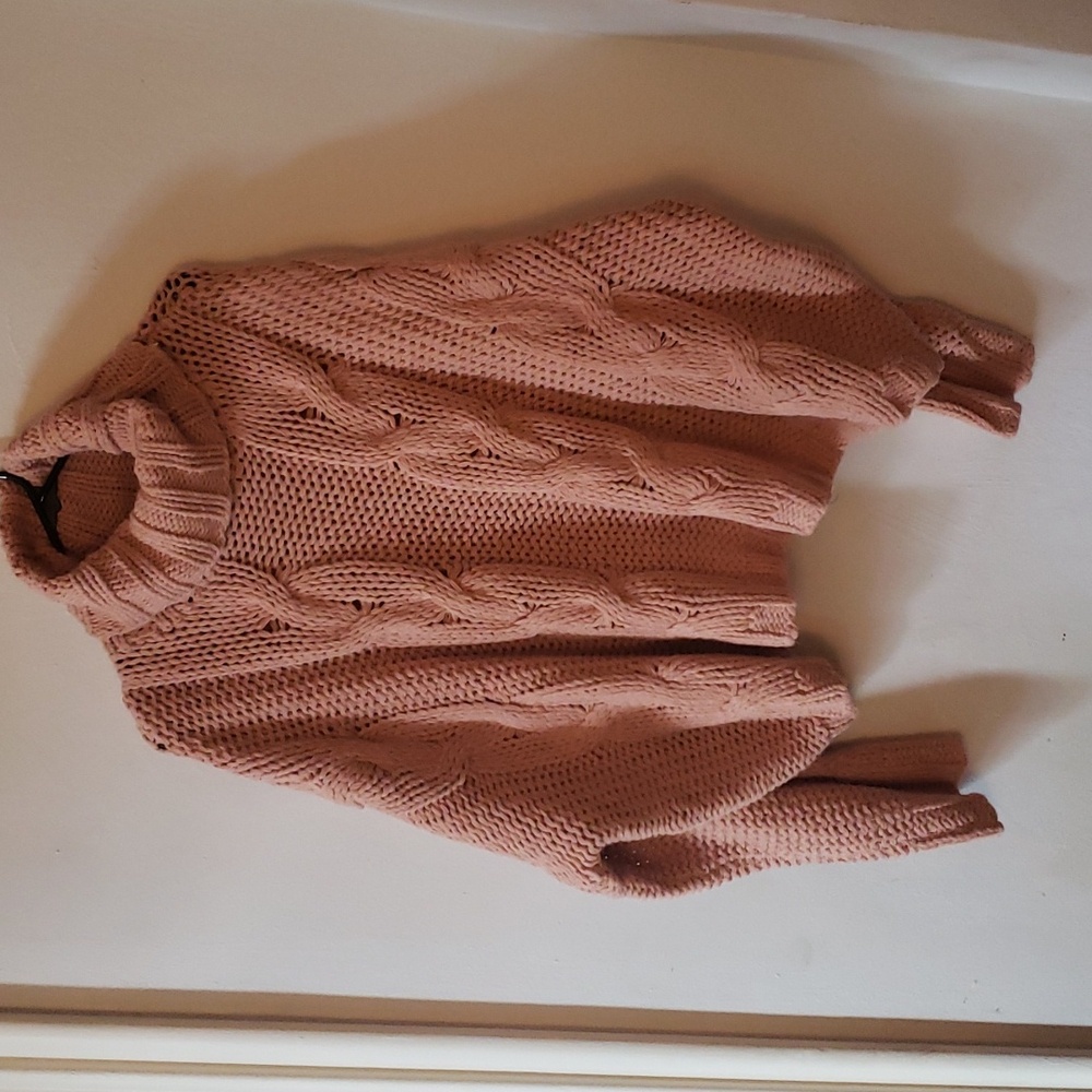 Hyfve | Blush Pink Oversized Chunky-Knit Turtleneck Sweater | Women's (L)